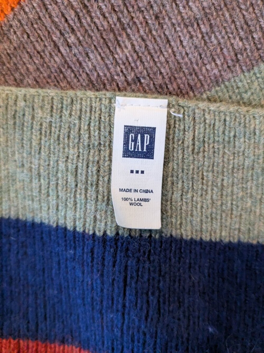 Gap 100% Lambswool Winter Scarf Multicolor Color Block Striped Retro Unisex Knit - Picture 3 of 7